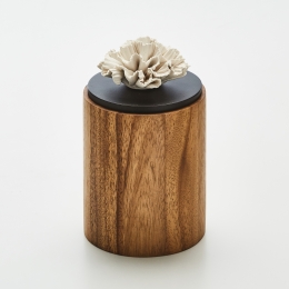 CYLA L | Boîte décorative en bois ornée d'une fleur en porcelaine