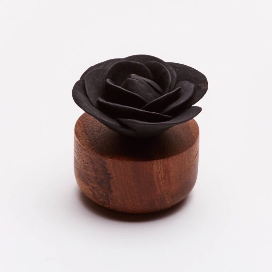 ROSE DU BENGALE NOIRE | Diffuseur de parfum en céramique et bois d'acacia