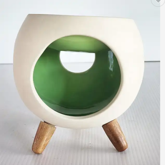 ROUND GREEN | Brûle-parfum en céramique pour intérieur