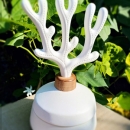 CORAL BEIGE & WHITE | Porcelain and acacia wood fragrance diffuser vase