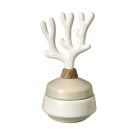 CORAL BEIGE & WHITE | Porcelain and acacia wood fragrance diffuser vase