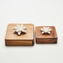 TUKA XL | Decorative acacia wood box decorated with a ceramic flower