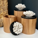 CYLA S | Decorative wooden box decorated with a porcelain flower