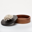 CHAN | Wooden box with porcelain Celosia flower