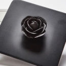 BLACK ROSE  | Black lacquered wooden box with porcelain flower