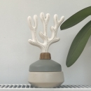 CORAL GRIS & BLANC | Porcelain and acacia wood fragrance diffuser vase