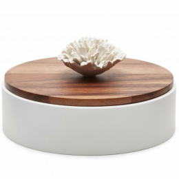 NAMI XL | Lacquered wooden box with ceramic flower