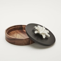 PALMI XL| Decorative wooden box with ceramic flower | 500g